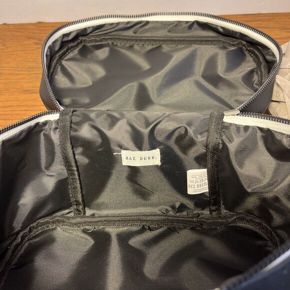 RAE DUNN "BEAUTY BAG" Cosmetic Train Case Black Zipper Closure New with Tags - Picture 7 of 7